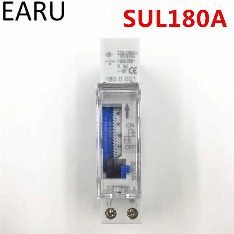 

Free Shipping 5pcs/lot 15 Minutes AC220V DIN Rail Analog Mechanical Timer Switch SUL180a 24 Hours Time Switch Relay With Battery