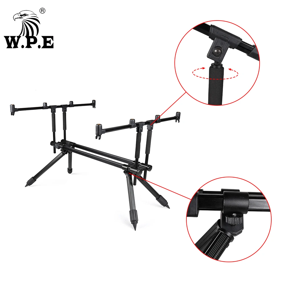 W.P.E Fishing Rod Pod Holder Folding Carp Fish Rod Standing Holder Adjustable Retractable Fishing Pole Bracket Tackle Pesca