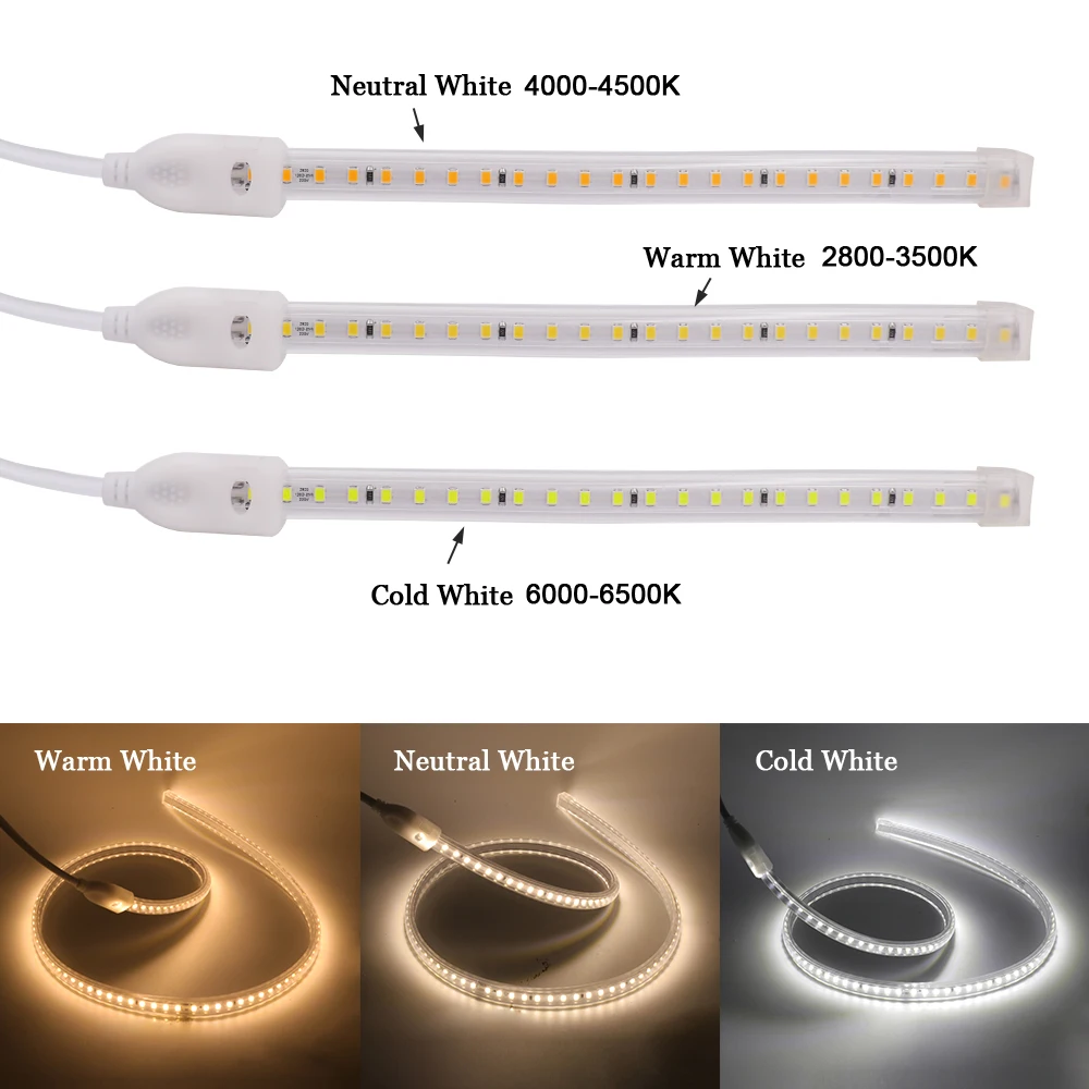 SMD 2835 LED Strip Light 20cm Cut 220V Outdoor Waterproof Flexible Led Ribbon 120leds/m Soft Light 220 V 1m 5m 10m 20m 50m 100m