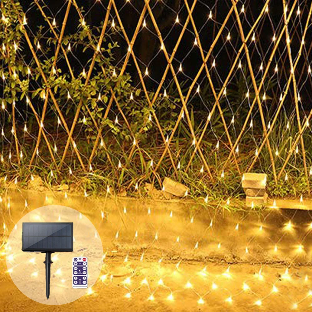 

Solar Powered Mesh Net Fairy String Light 96/192 Leds 8 Modes Outdoor Garden Patio Balcony Window Curtain Garland Light