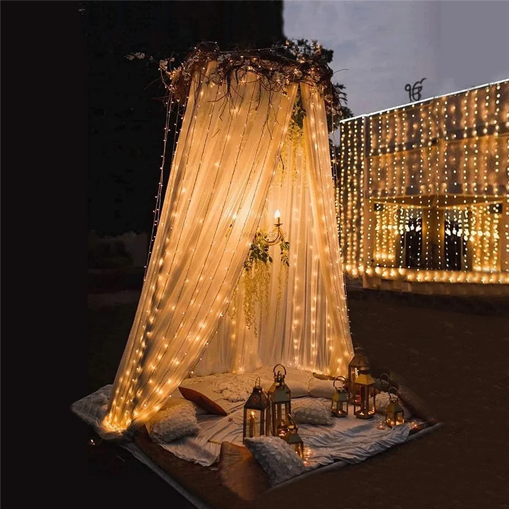 Cortina de LED ao ar livre luzes corda, rua guirlanda, janela festão, natal, casamento, feriado, decoração para casa, fada