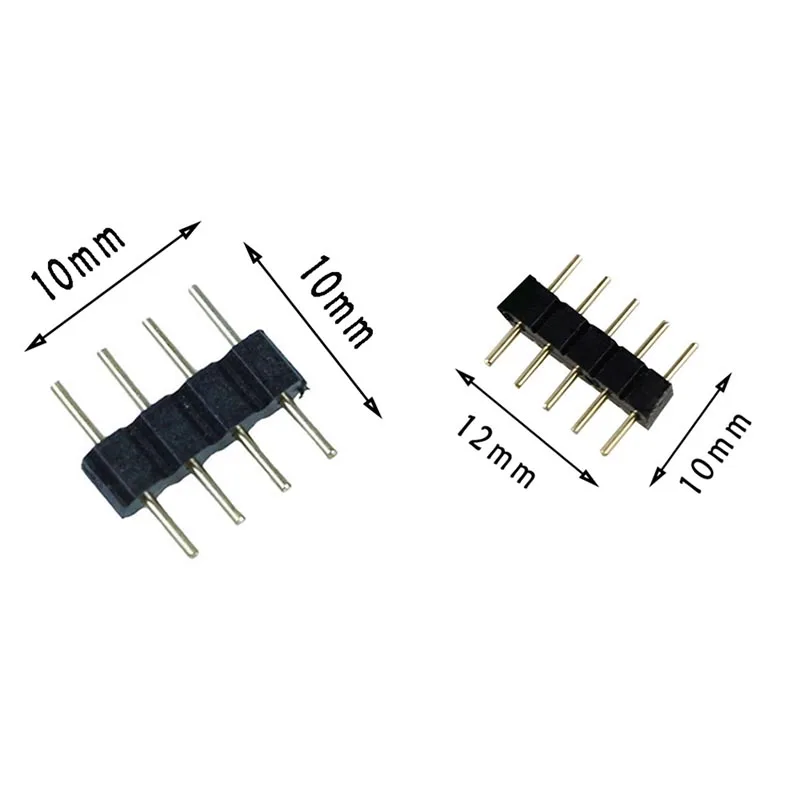 10Pcs 4Pin Rgb/5Pin Rgbw Led Strip Connector Rgb Rgbw Rgbww 5/4 Pin Naald Mannelijk Type Double Voor connector 5050 3528 Led Strip