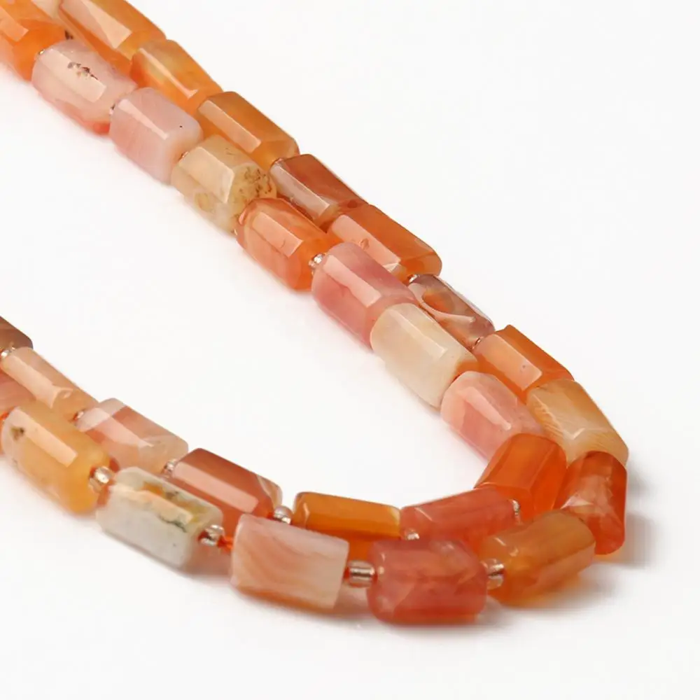 8x11mm Natural Faceted Orange Persian Agates Stone Beads Cylinder Loose Spacer Beads For Jewelry Making DIY Bracelet Necklace