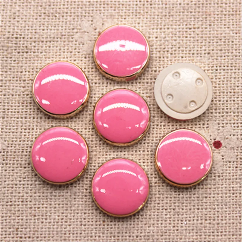 50PCS 12mm Mix Colors Resin Golden Circle Plastic Round Flatback Button Home Garden Crafts DIY Hair Clips Scrapbook