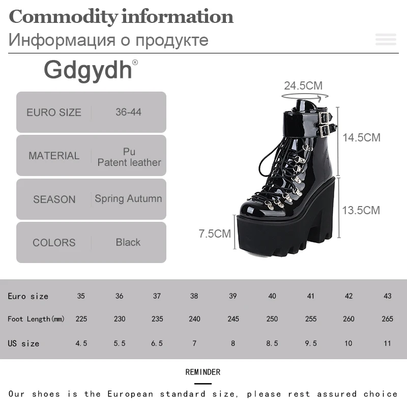 Gdgydh Belt Buckle Strap Ankle Boots Women Waterproof Platform Thick Bottom Too High Heels Boots Gothic Style Autumn And Winter