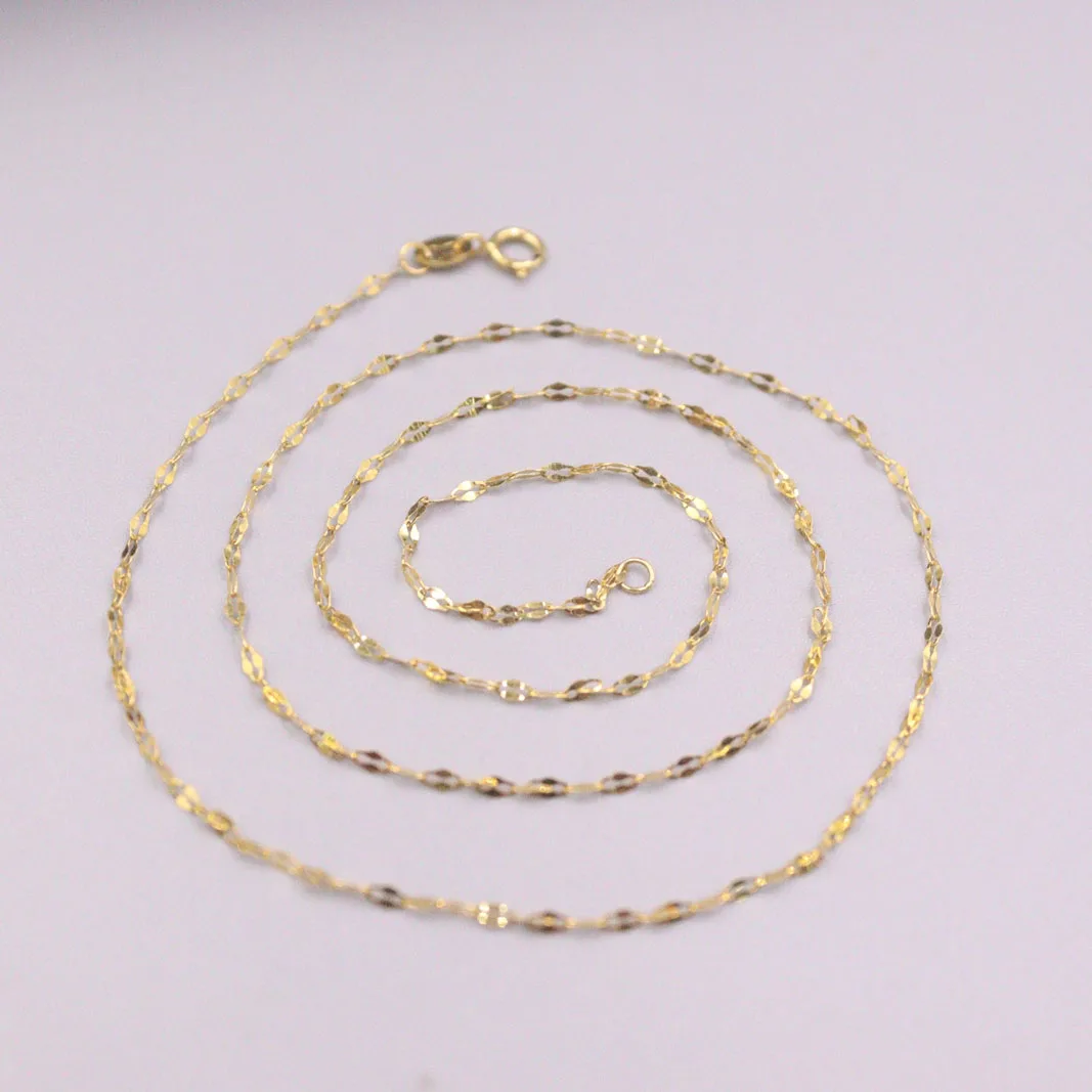 

Fine Pure Au 750 18kt Yellow Gold Chain 1.4mmW Women Lip Link Necklace 16inch 0.7-1g