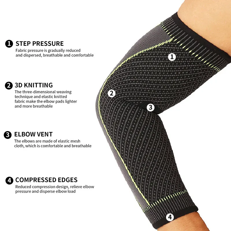 SKDK 1 PC Compression Elbow Support Pads Elastic Brace for Men Women Basketball Volleyball Fitness Protector Arm Sleeves