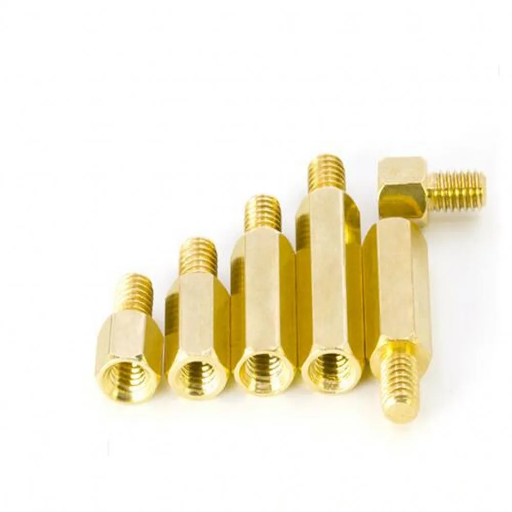 100PCS brass standoff M6*10+8mm Male Female Brass Standoff Spacer Hexagonal Stud PCB Computer PC Motherboard Spacer L=10MM