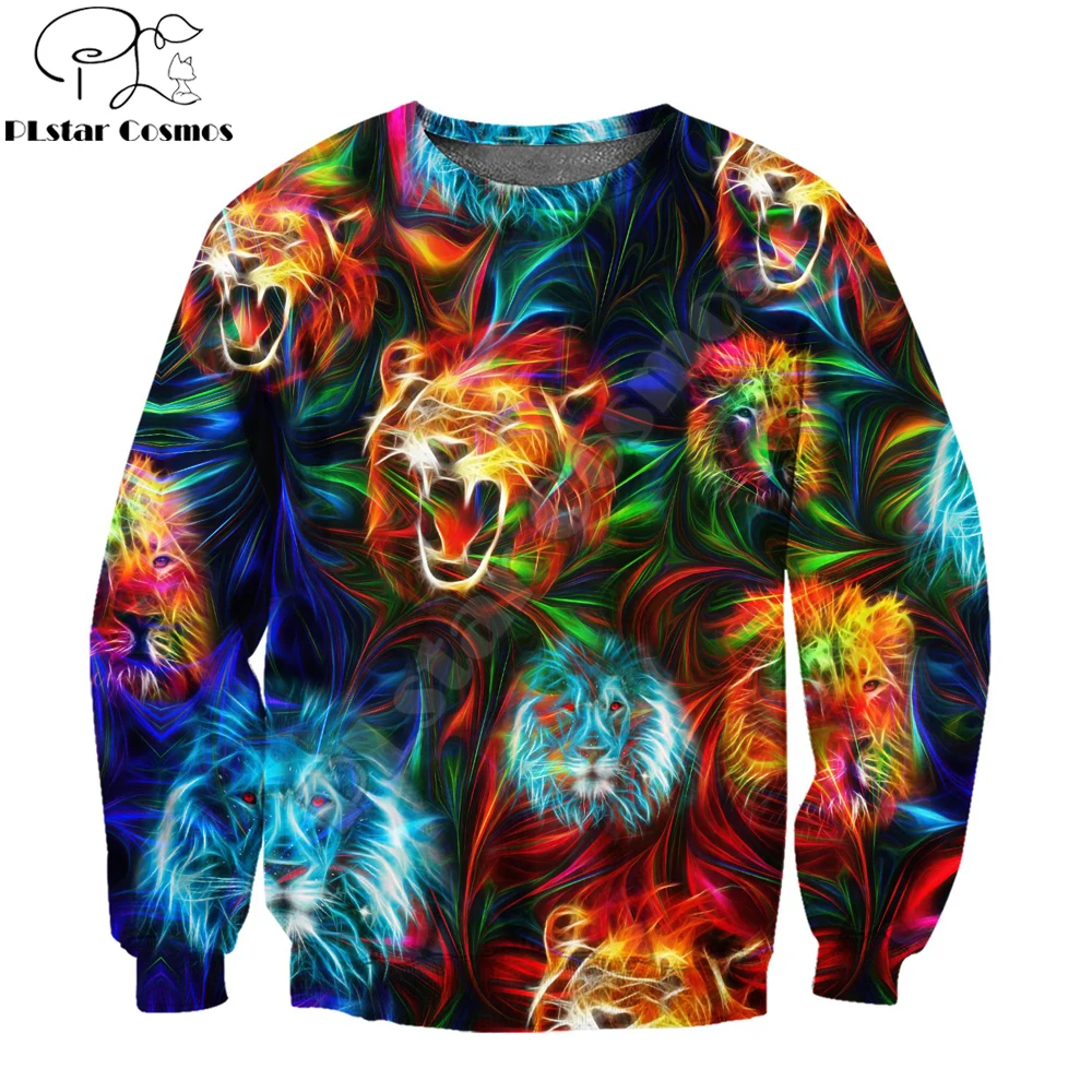 Magic Multicolor Lion 3D All Over Printed Autumn Men Hoodie Unisex Casual Zipper Pullover Streetwear sudadera hombre DW0452