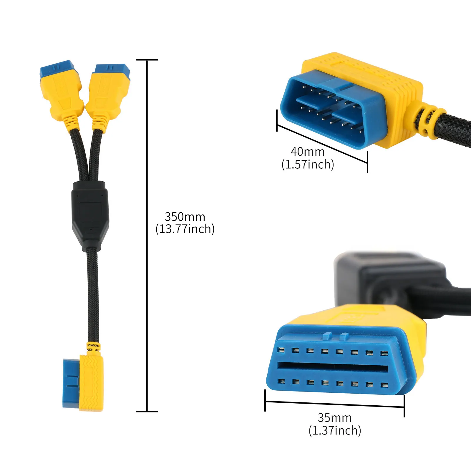 AUTOOL 35CM Car OBD2 Cable Connector Car OBD2 Adapter 1 to 2 Splitter Wire 16pin OBDII Male to Female Extension Cord Connection