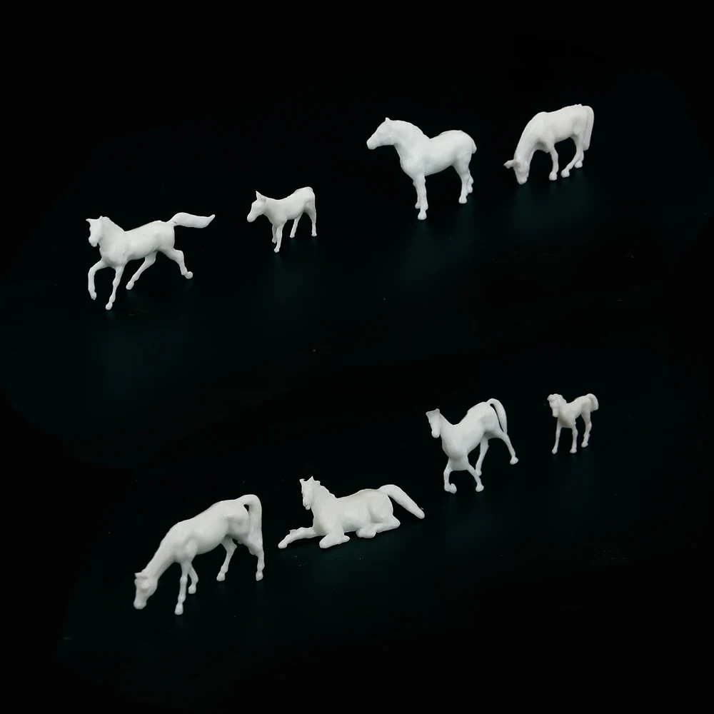 ABS White Model Horse 1/87 HO Scale Painted Farm Animals For Railway Building Train Layout