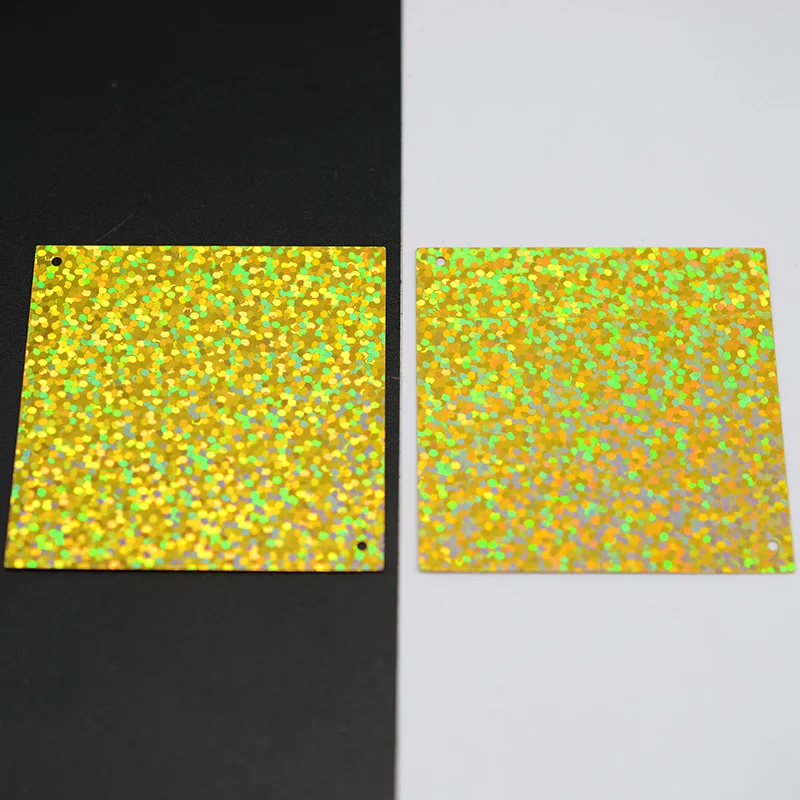 50pcs/lot 30/50mm Large PVC Square Sequins Flat Square Paillette Hologram Sequins Decoration Two Hole