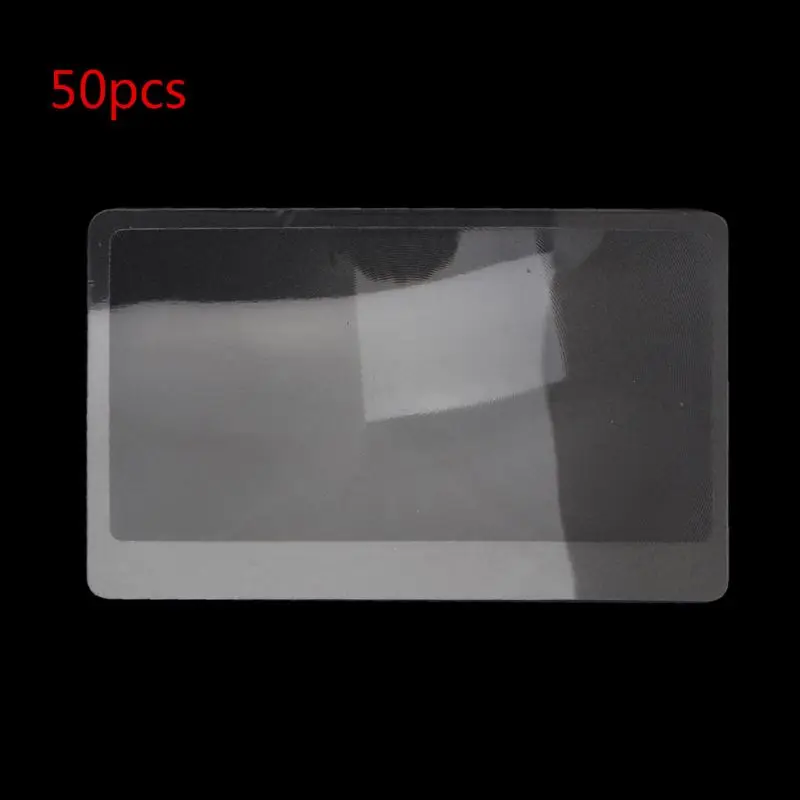 50Pcs 3X Pocket Wallet Credit Card Size Fresnel Lens Fire Starter and Magnifier