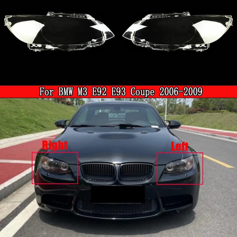 Headlight Lens For BMW M3 E92 E93 Coupe 2006 2007 2008 2009 Headlamp Cover Replacement Auto Shell Lampshade Glass Lampcover Caps