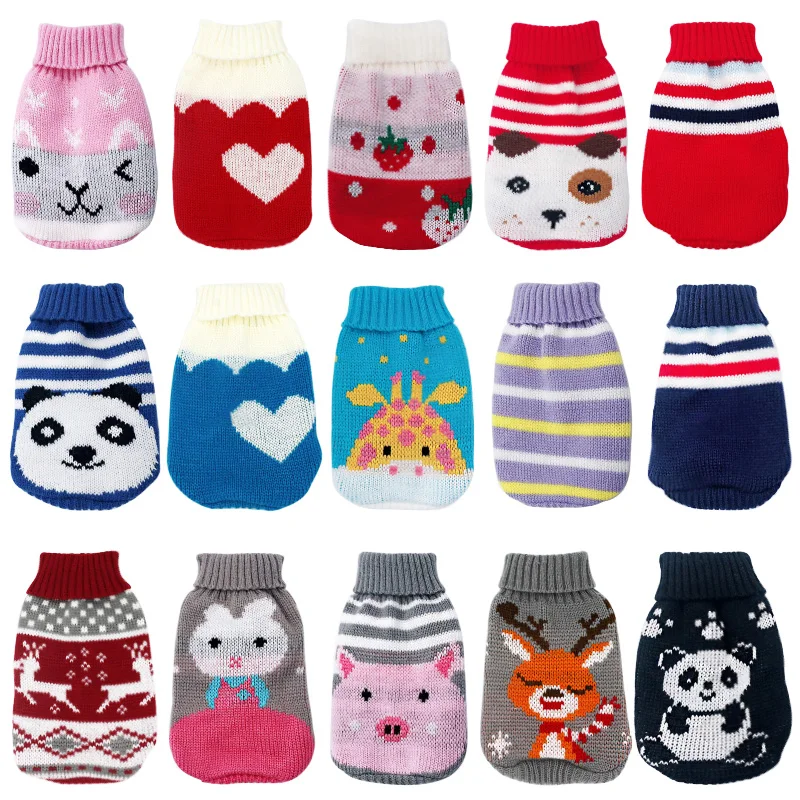 Christmas Dog Clothes for Small Medium Dogs Knitted Cat Sweater Pet Clothing for Chihuahua Bulldogs Puppy Pet Costume Warm Coat