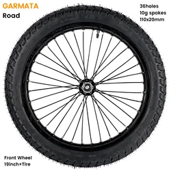 GARMATA Enduroebike Front Wheel 19inch+Tire/ black/ 36holes/ 10g spokes/ 110x20mm front hub