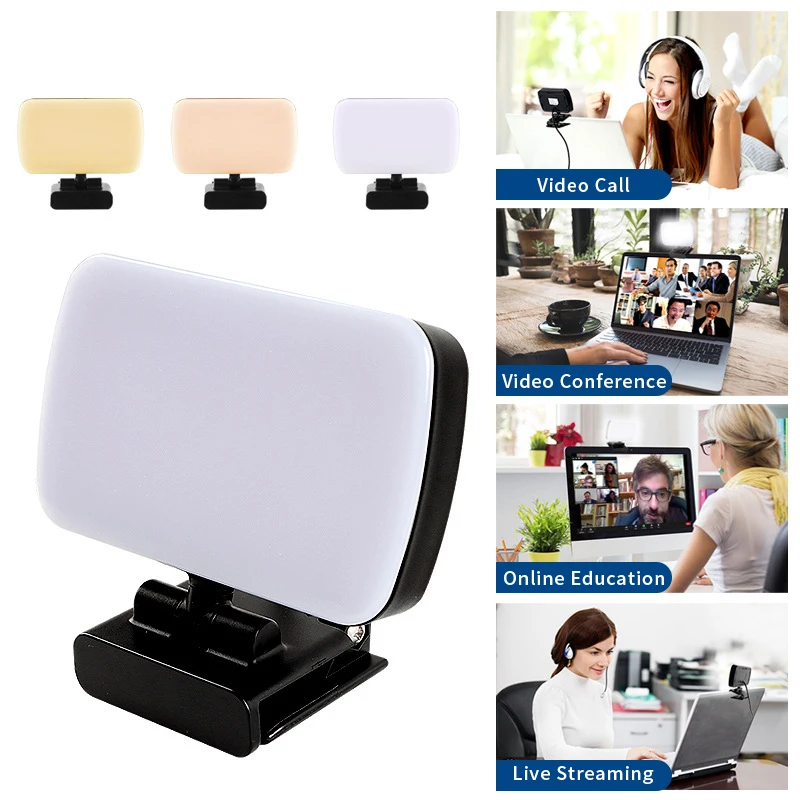 

Video Conference Selfie Ring Lamp Light For iPad Laptop PC Webcam Studio LED Dimmable Lighting With Clip For Youtube Live Stream