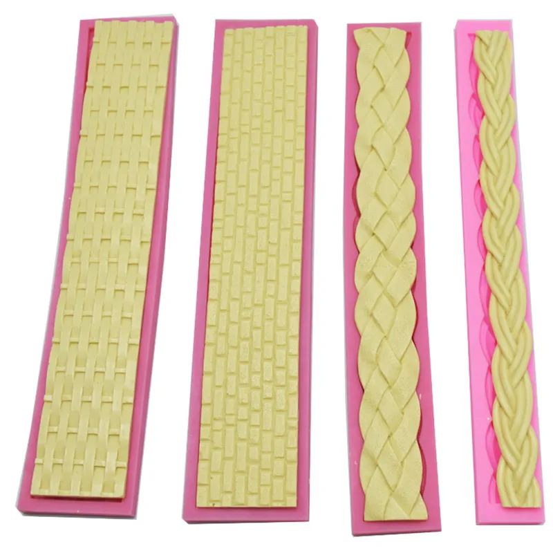 Long Knit Rope Silicone Mold Fondant Cake Border Decorating Tool Pastry Candy Chocolate Fondant Mould Baking Tools