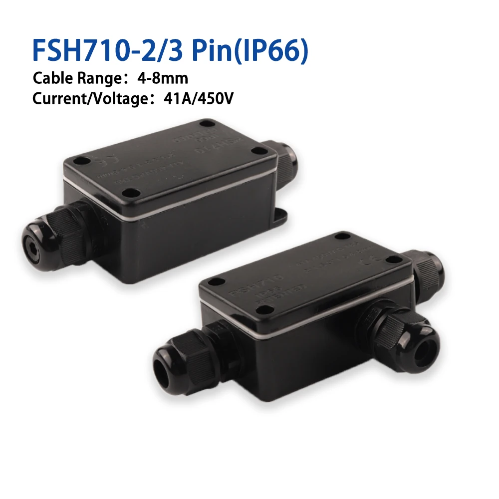 IP66 Electrical Outdoor Waterproof Cable Connector  2/3 pin Junction Box for Low/High Voltage Garden Light Accessories 41A/450V