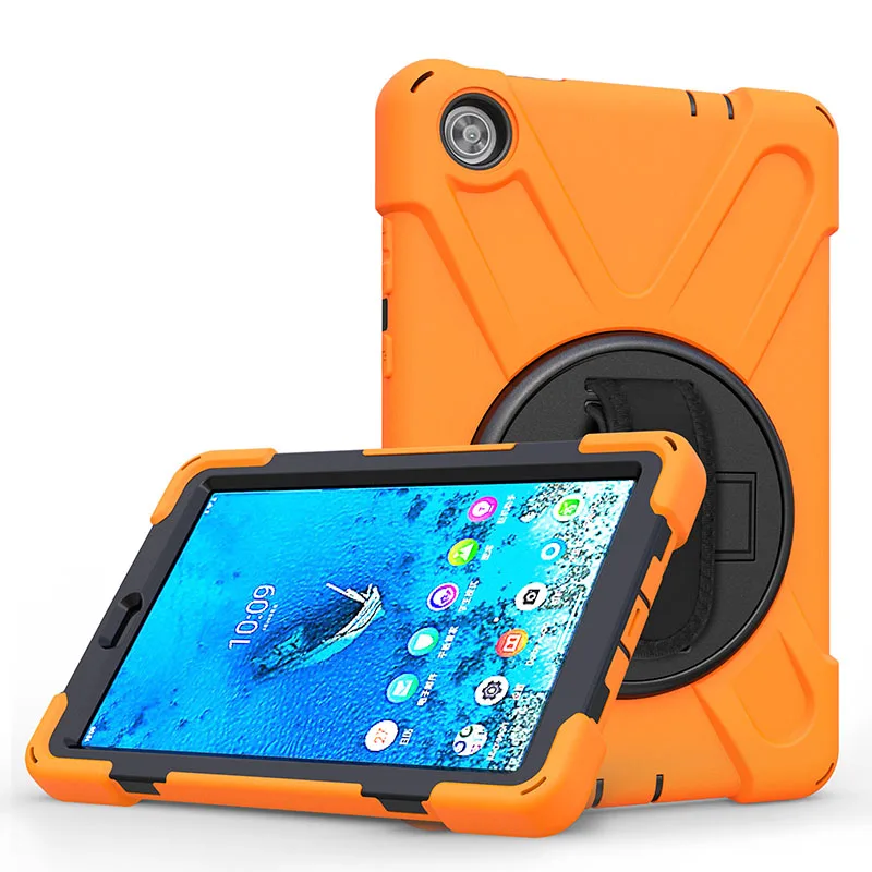 Funda de silicona para niños con soporte giratorio y correa de mano, para Lenovo Tab M8, 2021, 2019 TB-8505X, TB-8505F, 8506X, TB-8506F