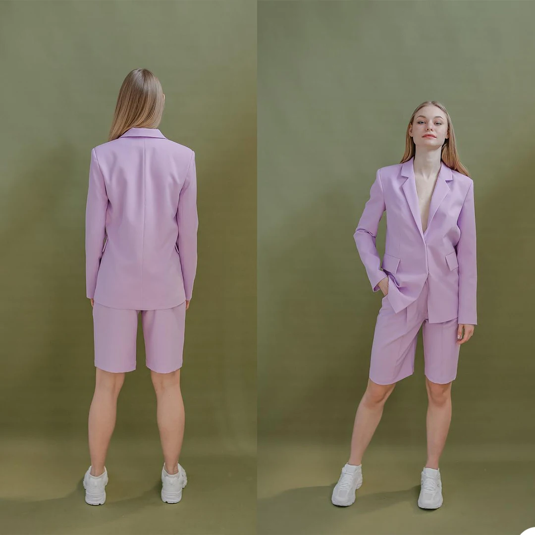 

Fashion Young Women Blazer Custom Made Notched Lapel Pocket Suits Casual Sport Loose Streetwear 2 Pieces Set
