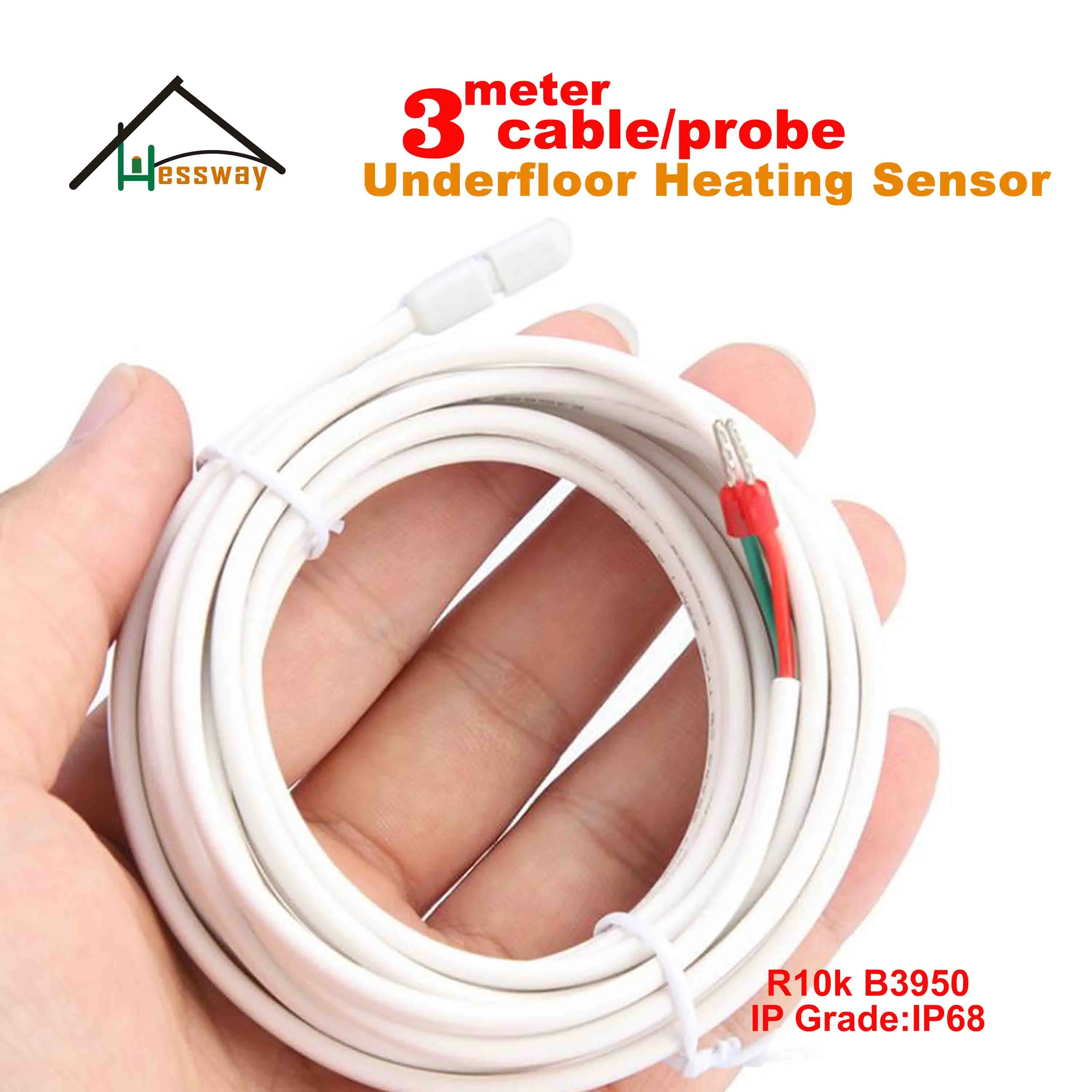 2PCS thermistor 3950 ntc temperature probe cable cord sensor for floor heating thermostat connection