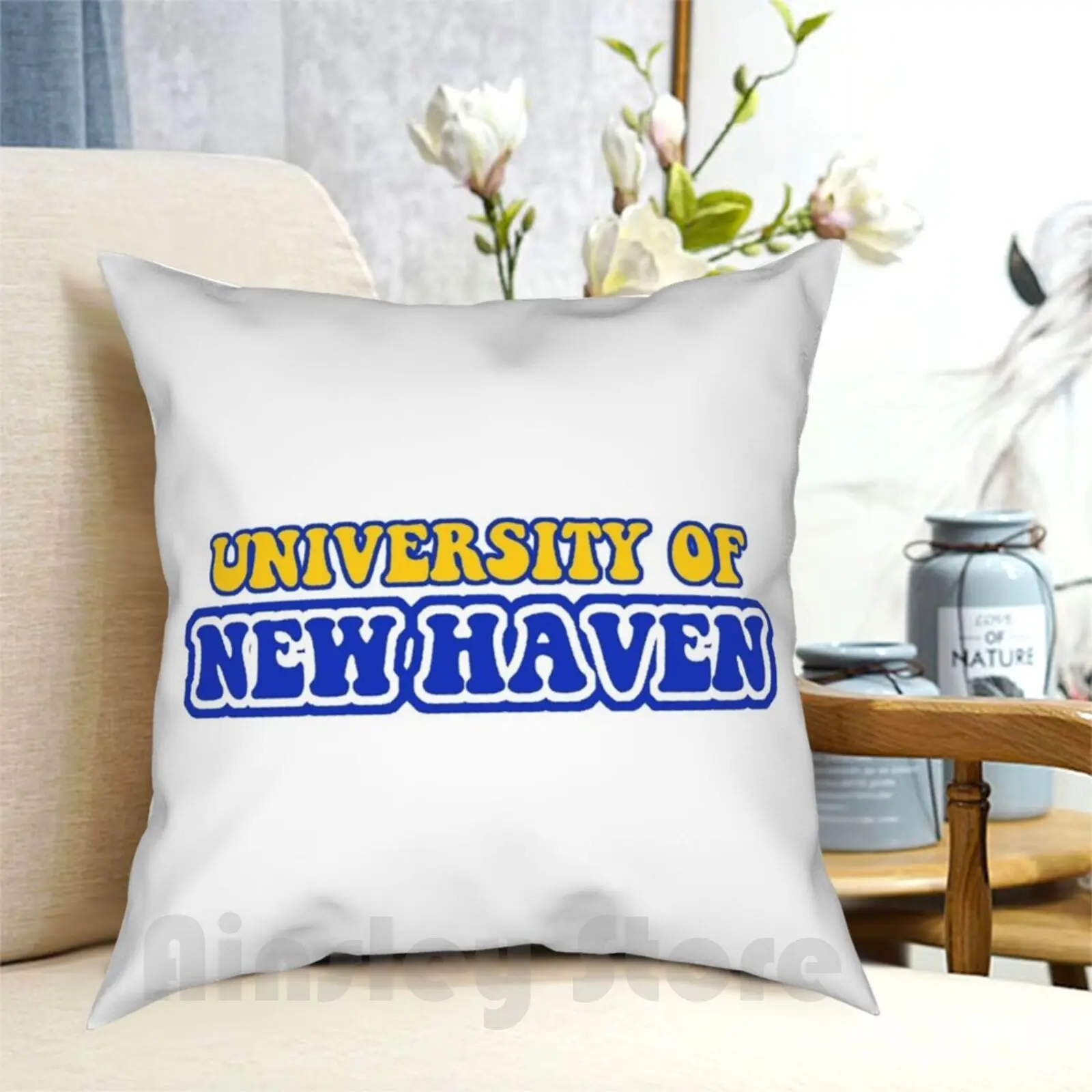 University Of New Haven Pillow Case Printed Home Soft Throw Pillow New Haven University Of New Haven Blue Yellow Groovy