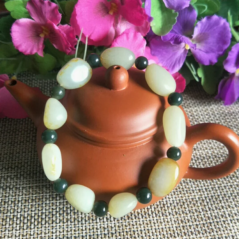Natural Hetian Jade Random type stone Jade Bracelet Jewelry Lucky Safety Auspicious Amulet Fine Jewelry Jade Bracelet
