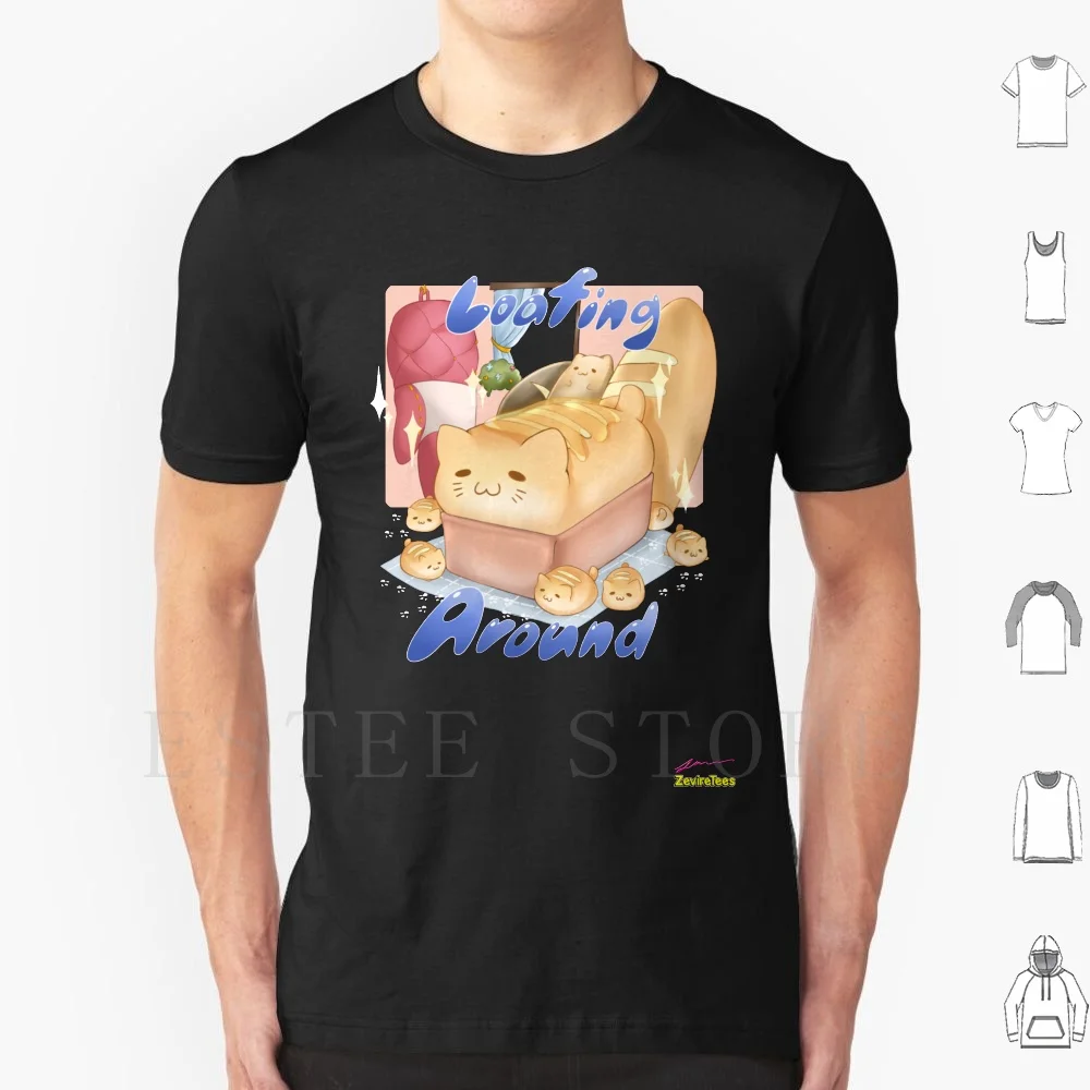Loafing Around-A Cat Loaf T Shirt Cotton Men DIY Print Loaf Cat Loafing Around Kawaii Cute Pun