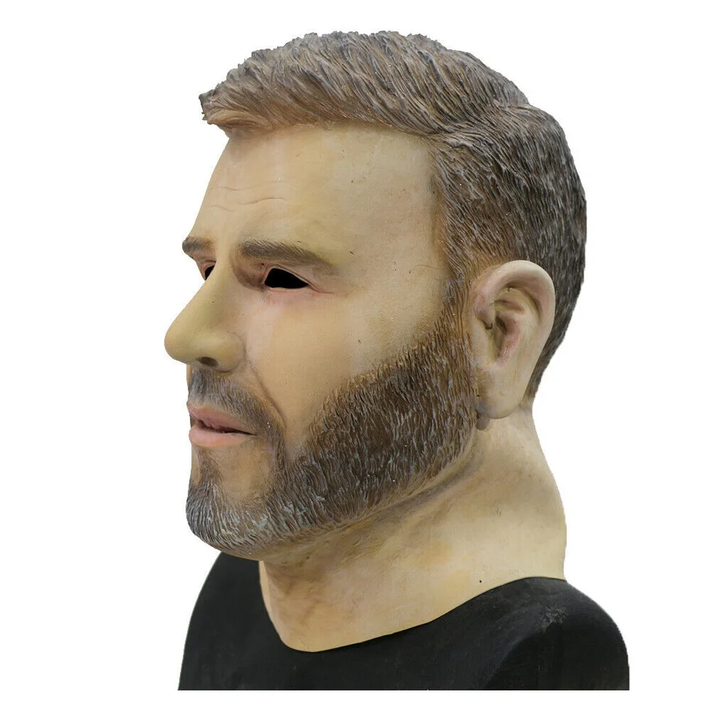 Famous  Star Costume Latex Young Man Head Mask Adult Size Fancy Dress