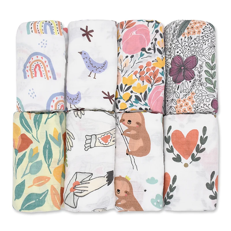 Manta de algodón de bambú para bebé, ropa de cama, Toalla de baño, manta infantil de gasa, mantas de muselina transpirables para bebé recién nacido, 120x120cm