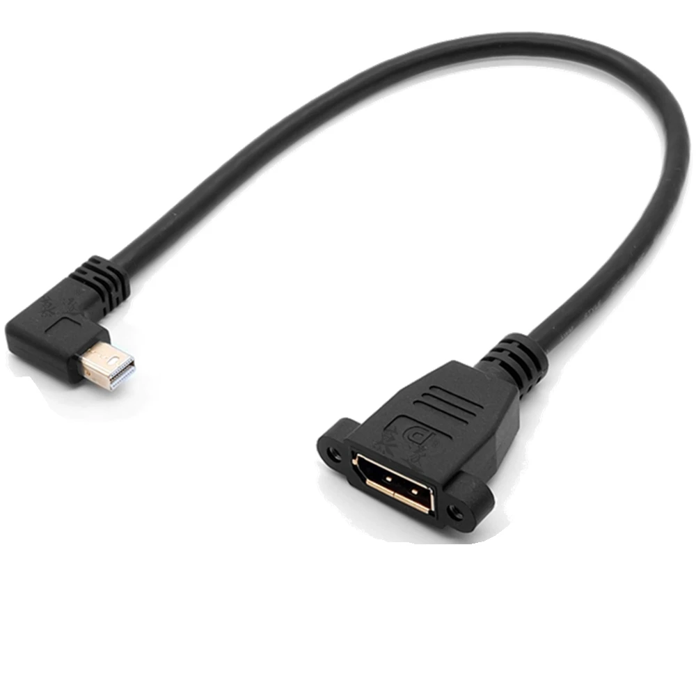 Cable Mini DisplayPort Right Angle to DisplayPort Adapter in Black - 4K Resolution Ready - Thunderbolt and Thunderbolt 2