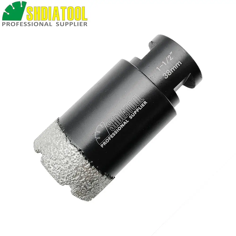 SHDIATOOL  2pcs 1-1/2" Vacuum brazed diamond Dry drilling core bit 38mm 5/8-11 thread porcelain tile marble Masonry hole saw 