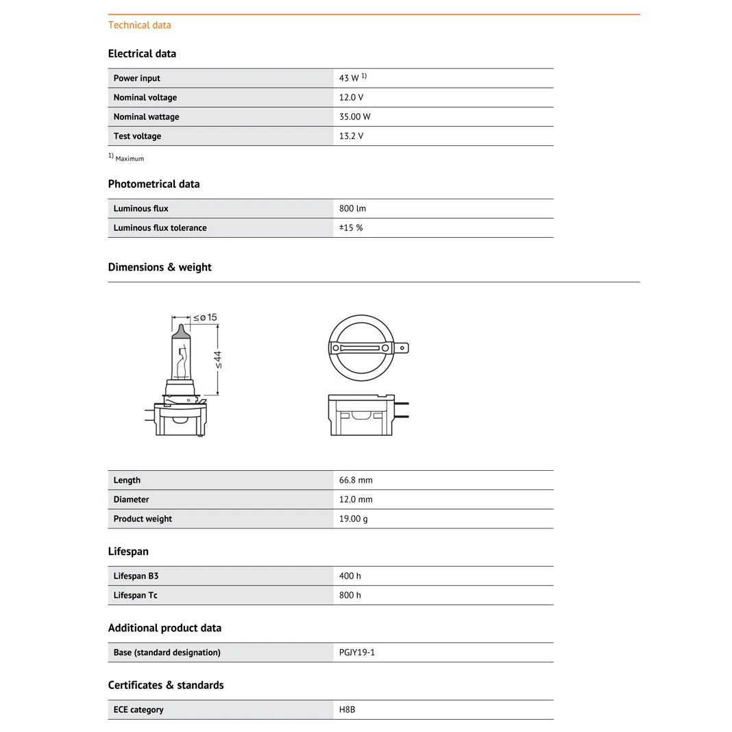 OSRAM H8B 12V 35W PGJY19-1 64242 Original Light Car Halogen Fog Lamp Auto Bulb 3200K Standard Headlight Made In Germany (1X)