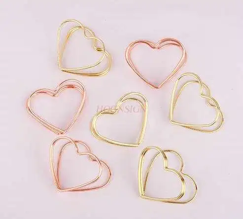 10pcs Love business card holder rose gold golden paper clip cartoon