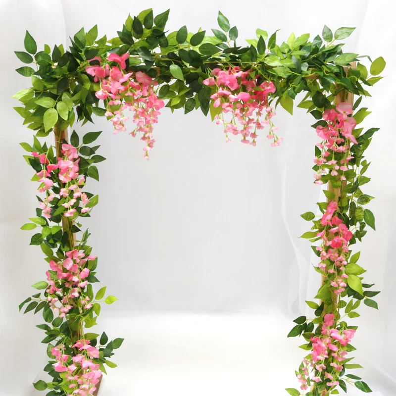 10 Stück Künstliche Pflanzenblumen Hortensien-Blätter-Ranke Hochzeit Heimdekoration Kunstpflanzen-Arrangement Zubehör Outdoor Gartenbogen – Detail 7