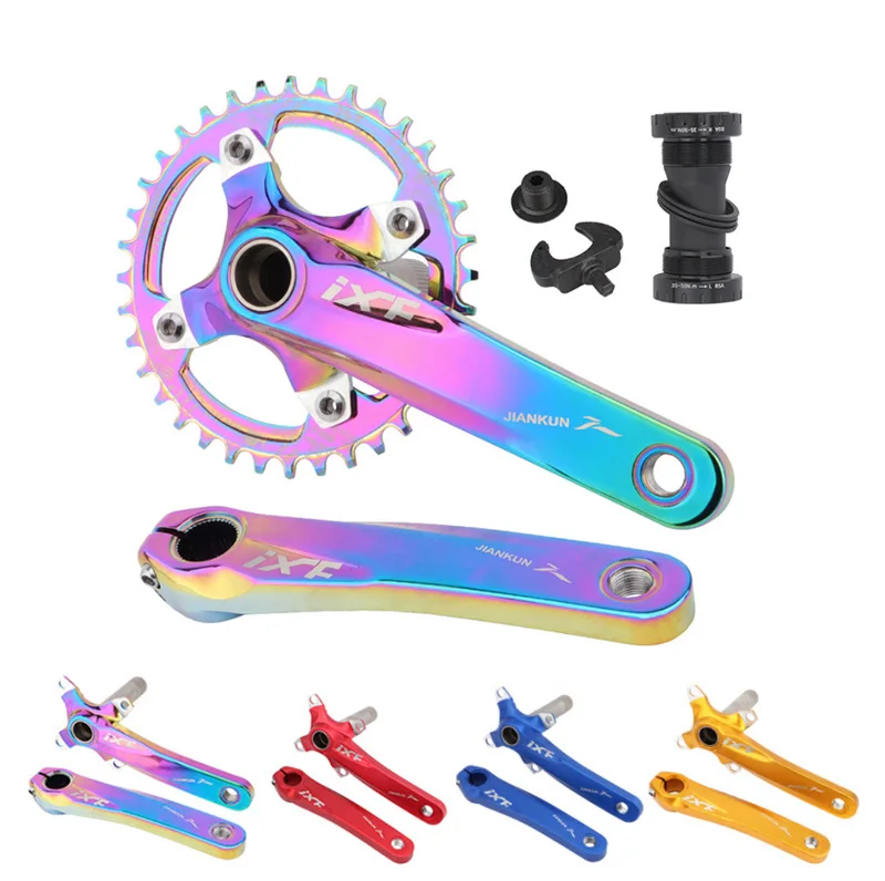 IXF Mountain Bike Crankset,Hollow Integrated with BB Parts, Strong Durable, Aluminum Alloy Bicycle Crank Set with Tool