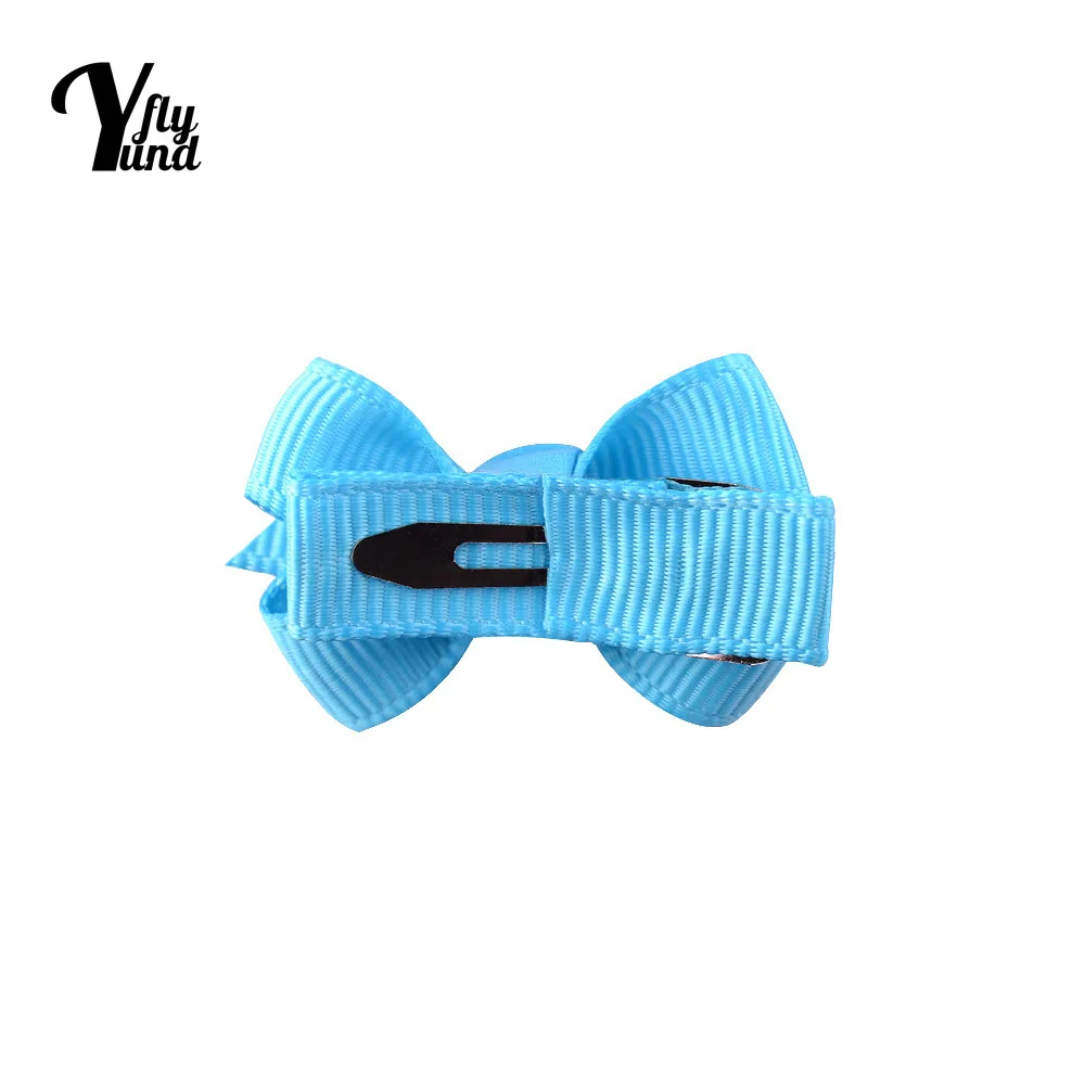 Yundfly 10pcs/lot 4 CM Mini Solid Color Bowknot Bangs Hairpins Fashion Grosgrain Ribbon Bows Baby Hair Clips DIY Styling Tools