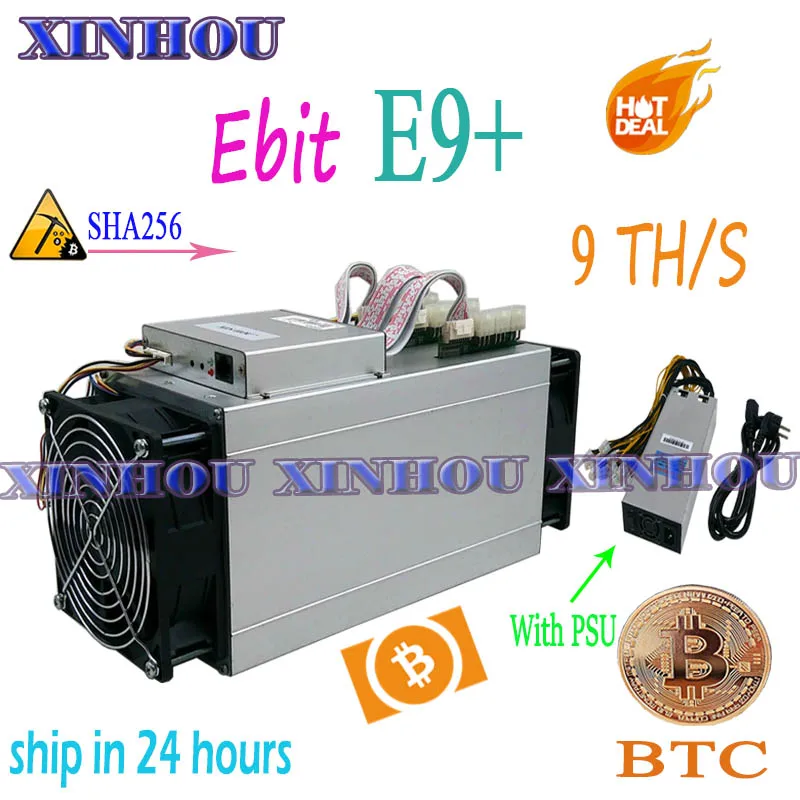 

old ASIC miner Ebit E9 9TH/s SHA256 Bitcoin BTC BCH mining better than Innosilicon T2T T3 M3X M10 antminer s9 Z9 Z11 S17 T9