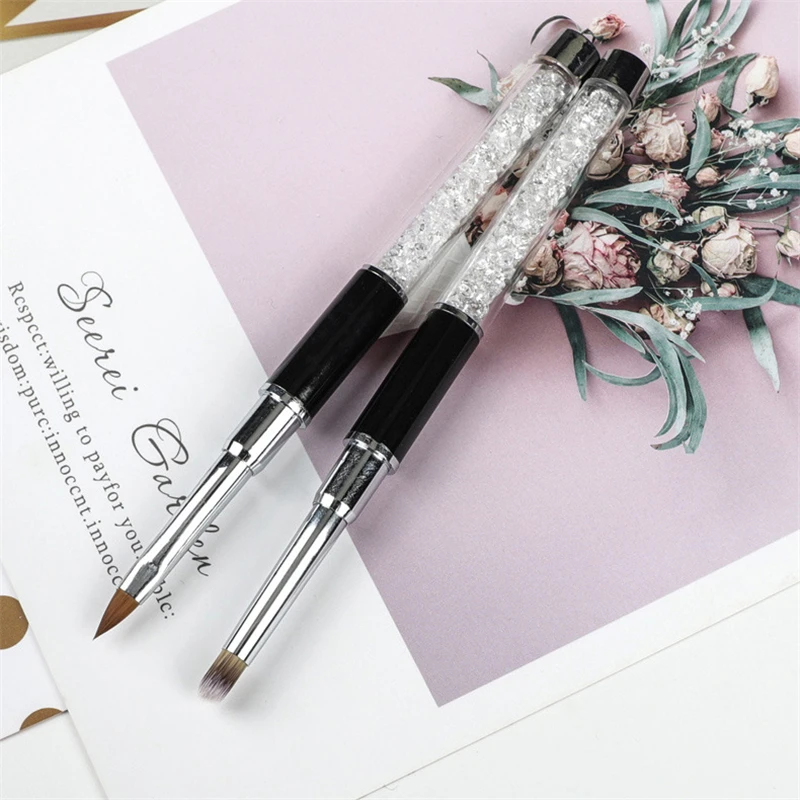 8pcs Nail Art Brush Set:Crystal Handled,for Liner Flower Painting,Daisy Checker Gel Design Manicure Kit in Box NAB024