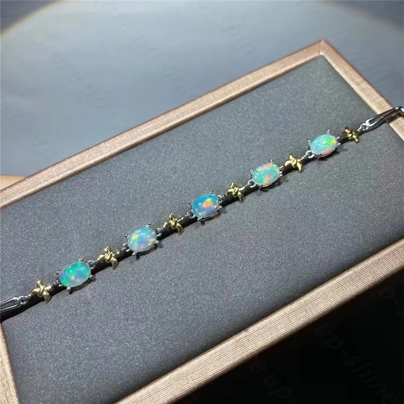 

Summer new style 925 silver inlaid natural opal bracelet, women's bracelet, fine inlaid, luxurious atmosphere