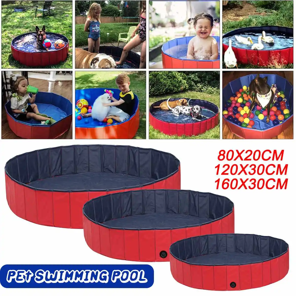 Dog Pool Foldable Swimming Pool Pet Cat Bathing Tub Bathtub Pet Collapsible Bathing Pool for Dogs Cats Kids Swimming Pools