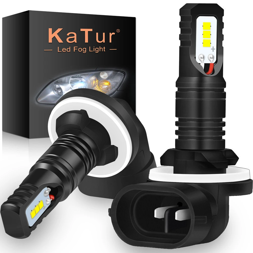 Katur 2PCS 80W H27 Led 881 Bulb H27W Led Bulbs 1600LM Car Fog Light Super Bright Auto Lamp 12V 6500K White CSP Car Lights