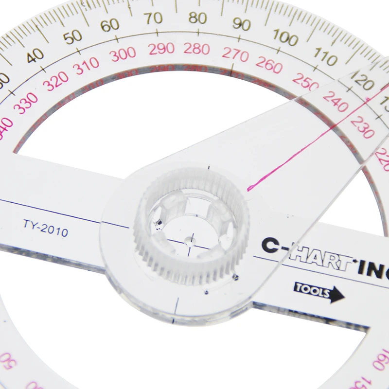 2Pcs Hot Sale All Circular 10cm Plastic 360 Degree Pointer Protractor Ruler Angle Finder Swing Arm For School Office Supplies