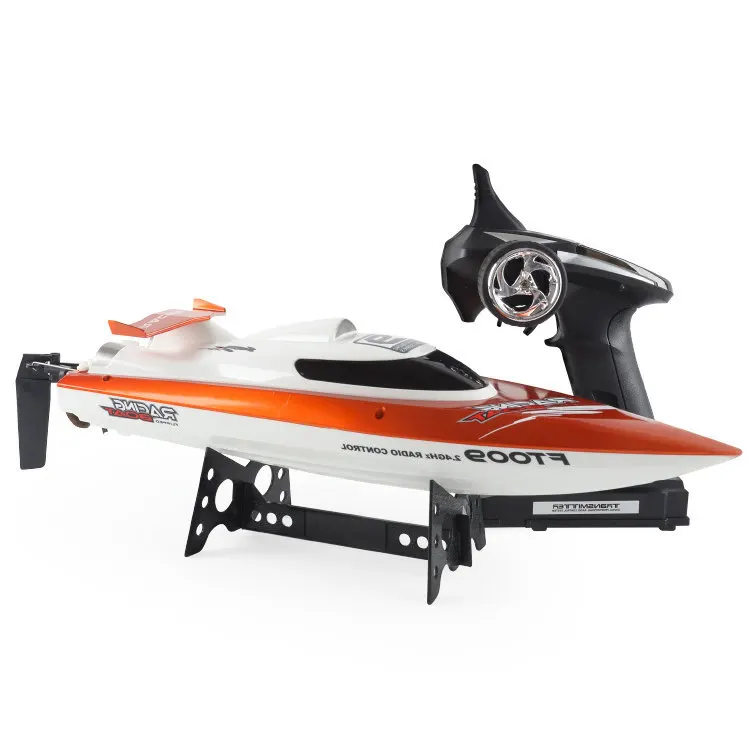 [ตลก] 2.4GHz 4CH 30กม./ชม.รีโมทคอนโทรลความเร็วสูง Speedboat Racing ของเล่น RC Racing เรือพายเรือรุ่น150เมตรของเล่น