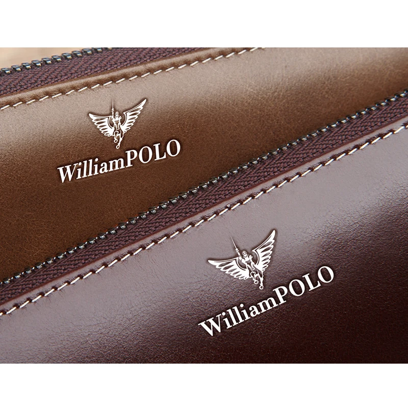 Williampolo Men\'s Wallet Card Holder Purse For Men Vintage Genuine Leather Cluth Bag For Phone Luxury Design Clutch Male #171326