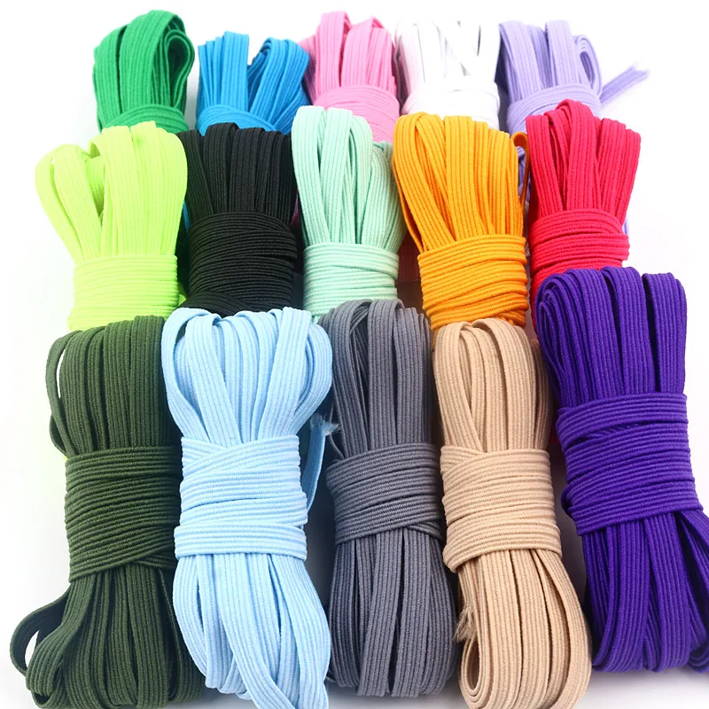 4y/15m/30m belt elastic color polyester smooth elastic mask home DIY handmade materials clothing sewing accessories crafts 6mm