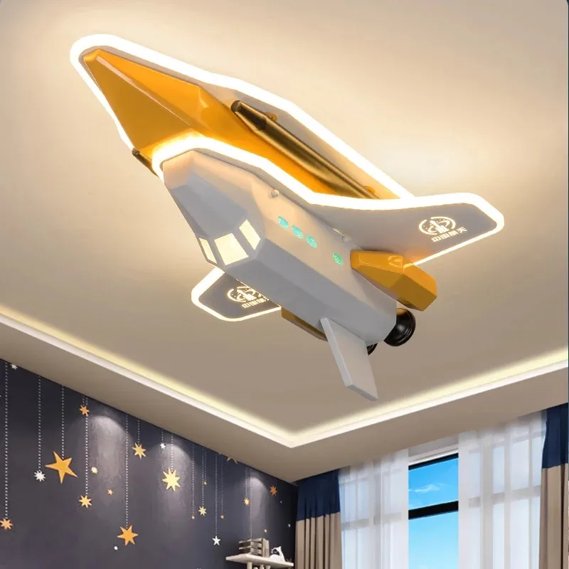 

Children's room lamp creative simple modern space rocket lamp American boy bedroom led aircraft ceiling lamp