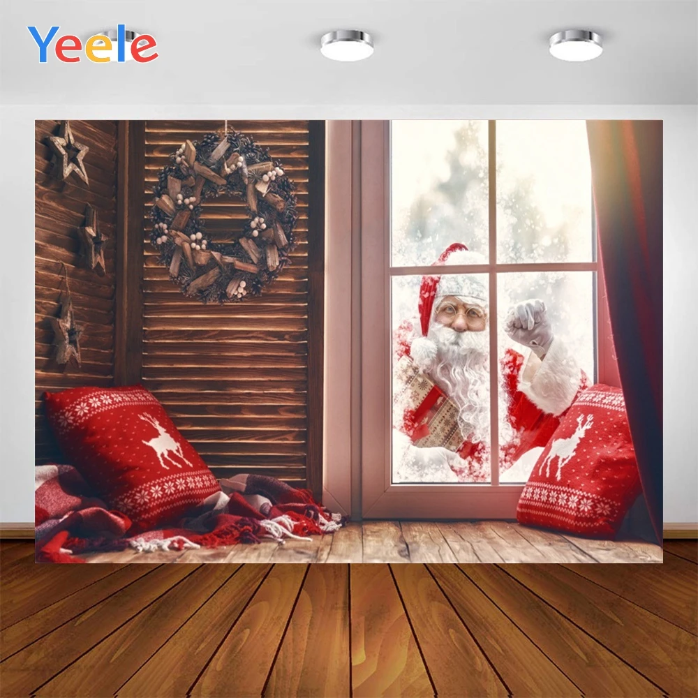 Photography Background Christmas Santa Claus Knock Window Gift  Backdrop for Photo Studio Baby Portrait Photocall