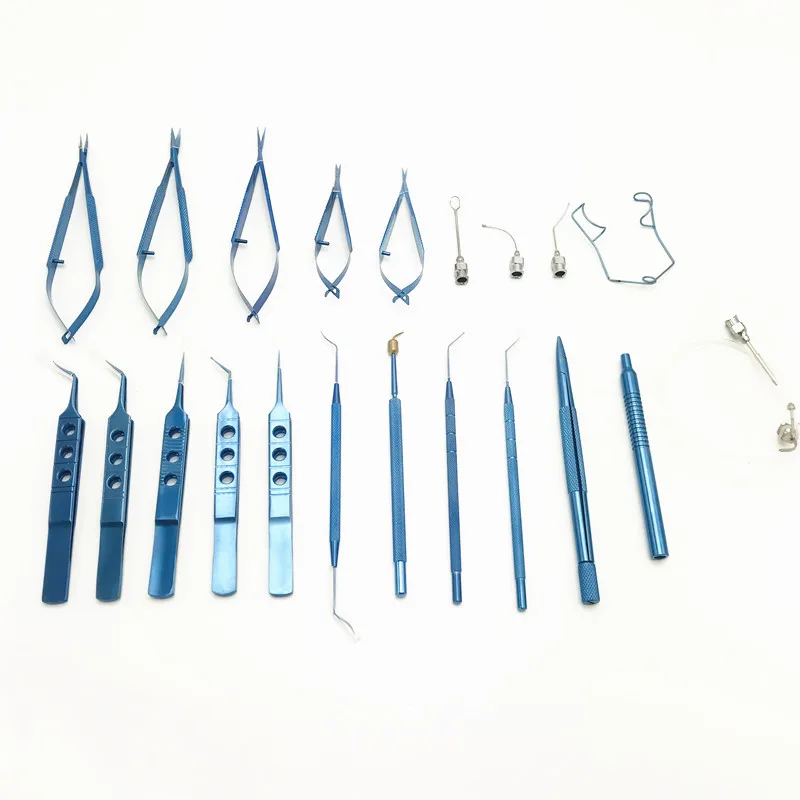 

Surgical kit Cataract Set Eye with sterilization tray case Ophthalmic Surgical Instruments 21PCS titanium alloy